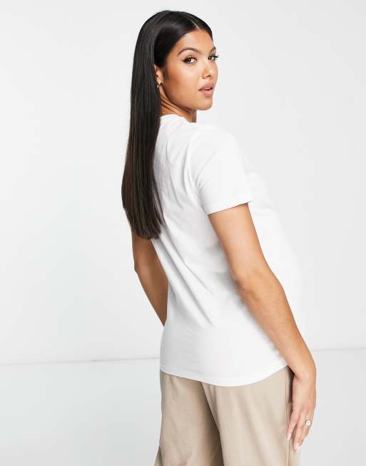 ASOS DESIGN Maternity - Ultimate - T-shirt met ronde hals van katoenmix in wit - WHITE, 2 van 4