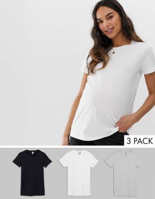 ASOS DESIGN Maternity ultimate t-shirt with crew neck in 3 pack SAVE-Multi