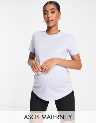 ASOS DESIGN Maternity ultimate t-shirt with crew neck in cotton blend in baby blue - LBLUE