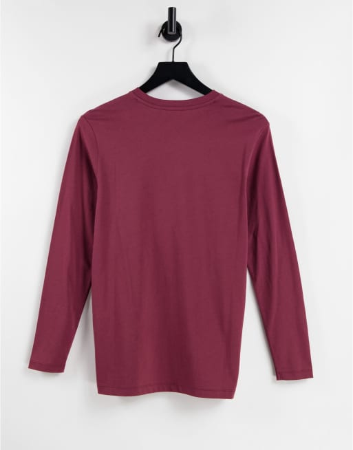 ASOS DESIGN Maternity ultimate t-shirt with long sleeve in cotton blend in burgundy - BURGUNDY, 2 of 4