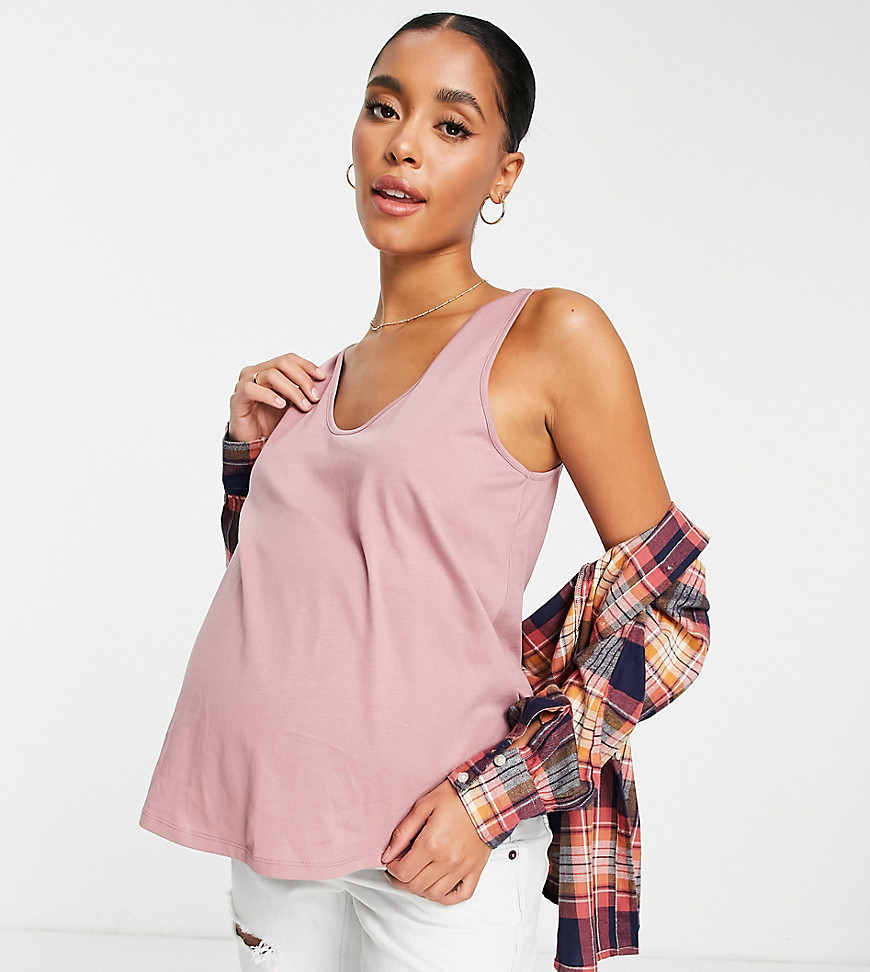 ASOS DESIGN Maternity ultimate tank top with scoop neck in organic cotton blend in mauve-Purple