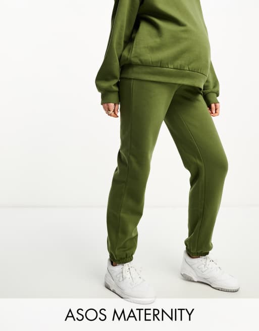 ASOS DESIGN Maternity ultimate trackies in khaki