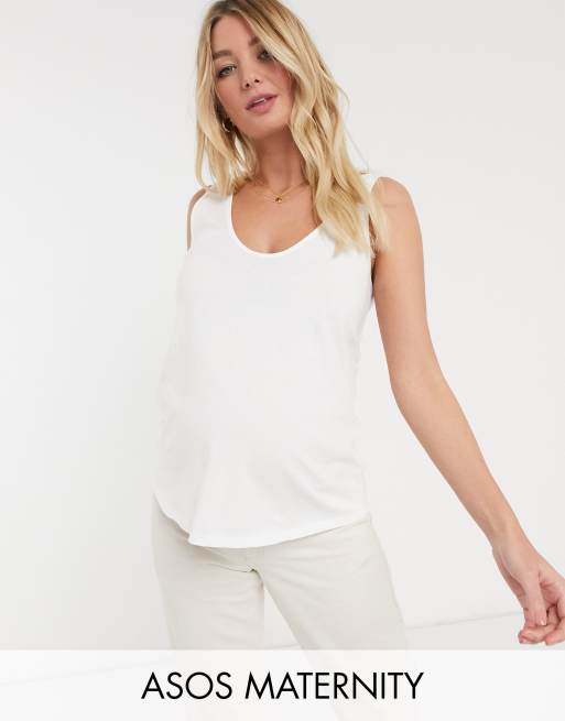 Asos Design Maternity Ultimate Trägertop Aus Baumwolle In Weiß Mit