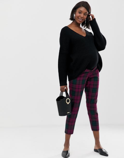 ASOS DESIGN Maternity ultimative ankelange bukser, der dækker maven, i lilla tern