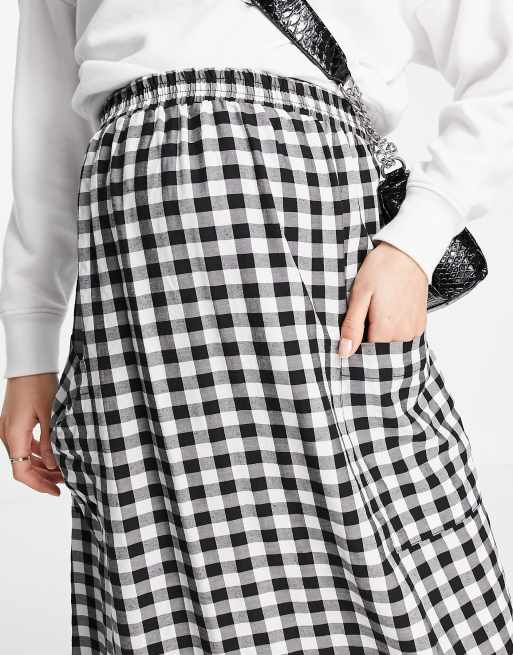 ASOS DESIGN Maternity – Umstandsmode – Midirock mit Taschen und Vichy-Karomuster, 3 von 4