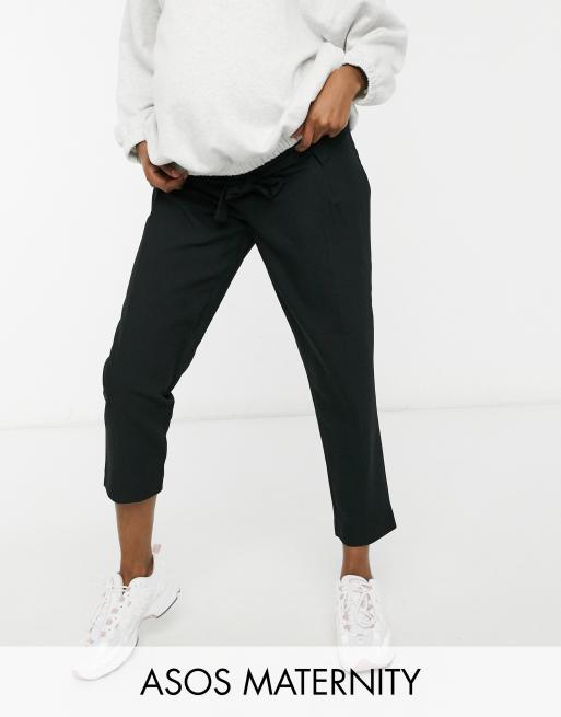 ASOS DESIGN ankle tie trousers in black