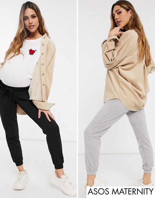 ASOS DESIGN Maternity under the bump basic jogger with tie 2 pack SAVE