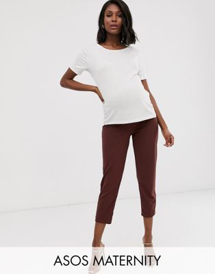 ASOS DESIGN Maternity under the bump pull on tapered pants in jersey ...