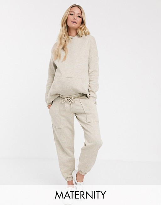 ASOS DESIGN  Maternity under the bump tracksuit hoody / basic jogger with pocket details in neppy