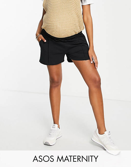 Asos Women Clothing Underwear Slips ASOS DESIGN Maternity under the bump sweat short with pintuck in cotton in 