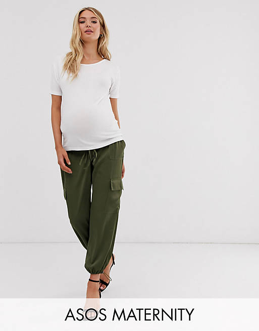 ASOS DESIGN Maternity utility under the bump pants with pocket detail ...