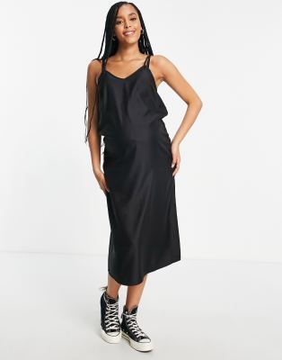 black maternity slip dress