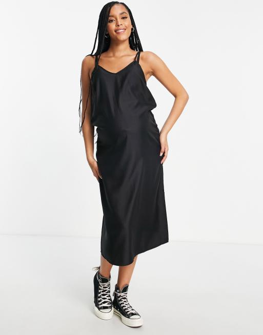 ASOS DESIGN Maternity v neck midi slip dress in black