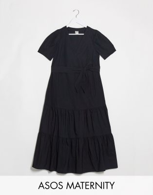 asos black and white midi dress