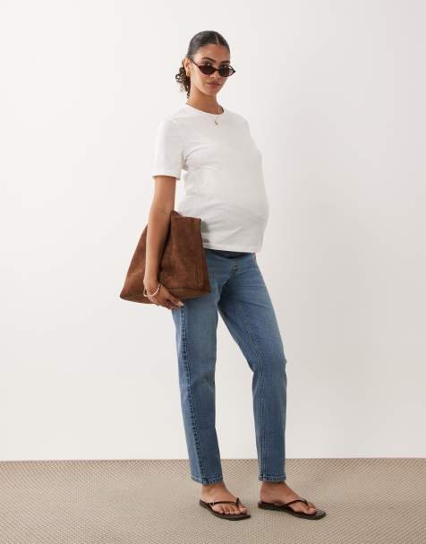 ASOS DESIGN Maternity - Vaqueros mom azul claro de corte slim - view 1