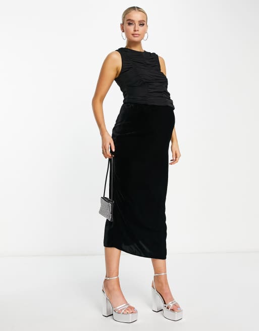 Asos velvet hotsell midi skirt