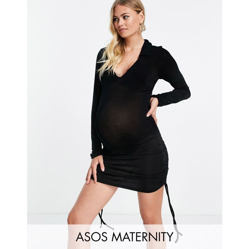 Moda mare Donna DESIGN Maternity - Vestito corto sinuoso da spiaggia arricciato nero