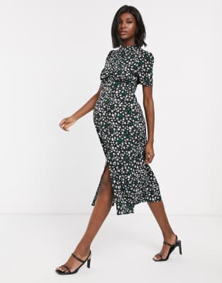 ASOS DESIGN Maternity - Vestito da giorno midi con stampa a fiori e bottoni-Multicolore  donna Multicolore - immagine3