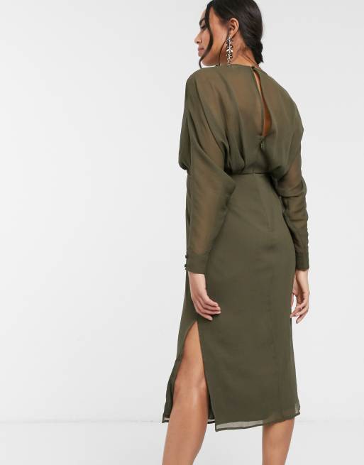 ASOS DESIGN Maternity - Vestito midi ampio con maniche a campana, 2 di 4