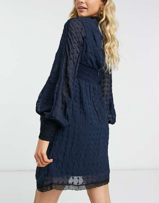 Asos robe outlet bleu marine dentelle