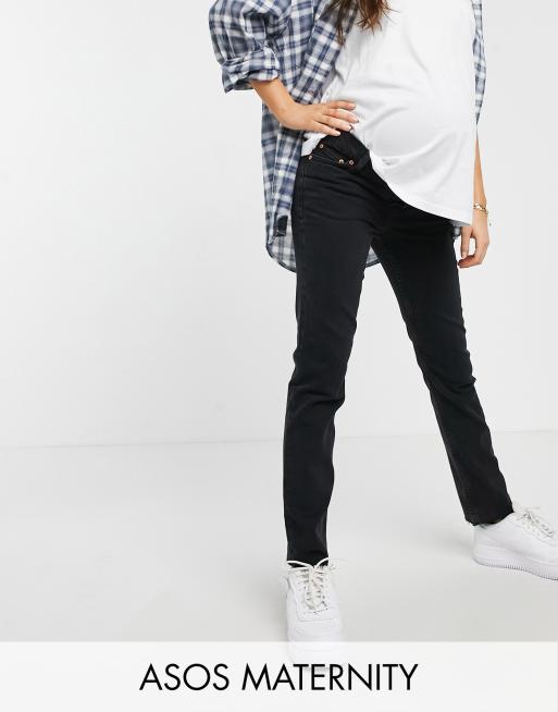 ASOS DESIGN Maternity vintage skinny jeans in washed black with