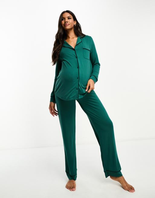 ASOS DESIGN Petite modal cami & pants pajama set with contrast