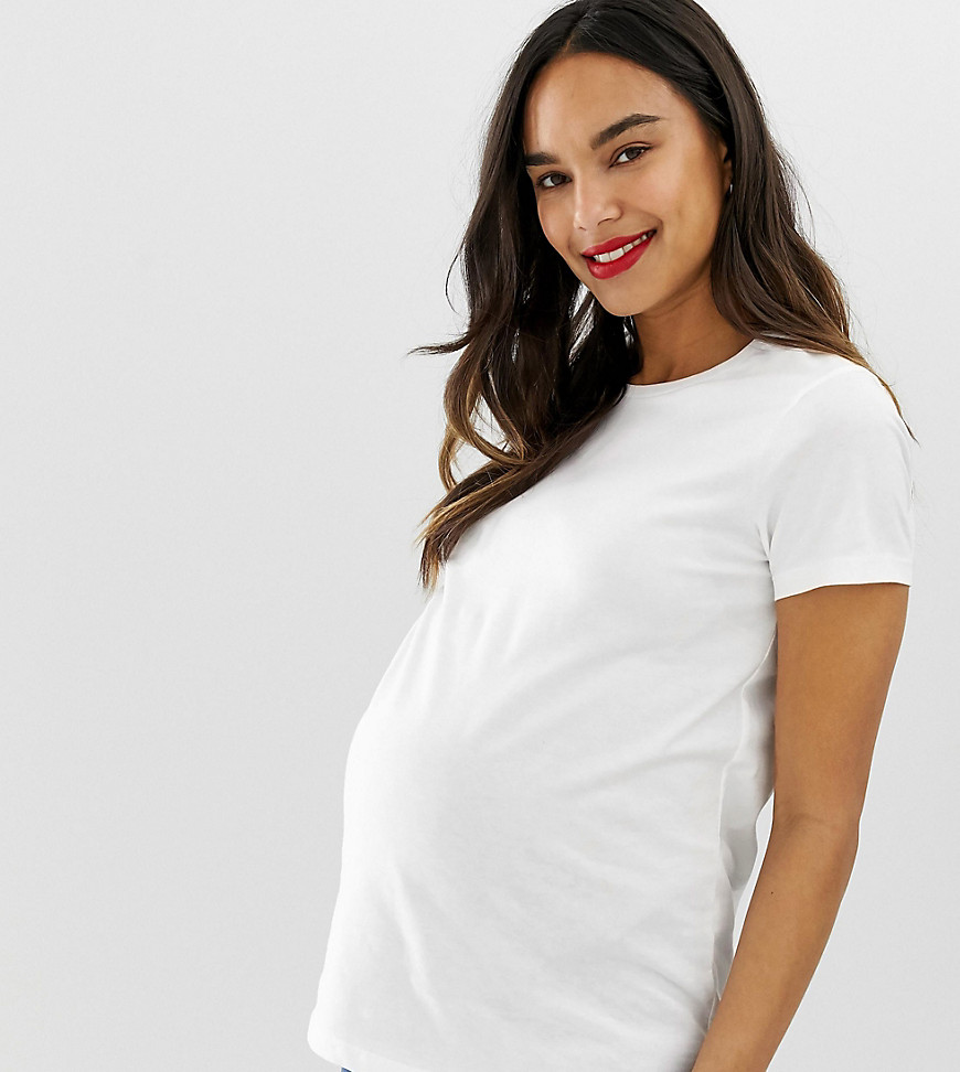 ASOS DESIGN – Maternity – Vit klassisk t-shirt med rund halsringning
