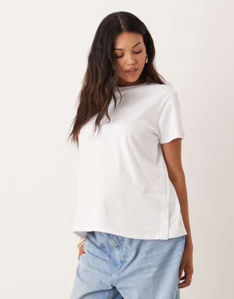 ASOS DESIGN Maternity – Vit t-shirt med amingsfunktion - view 1