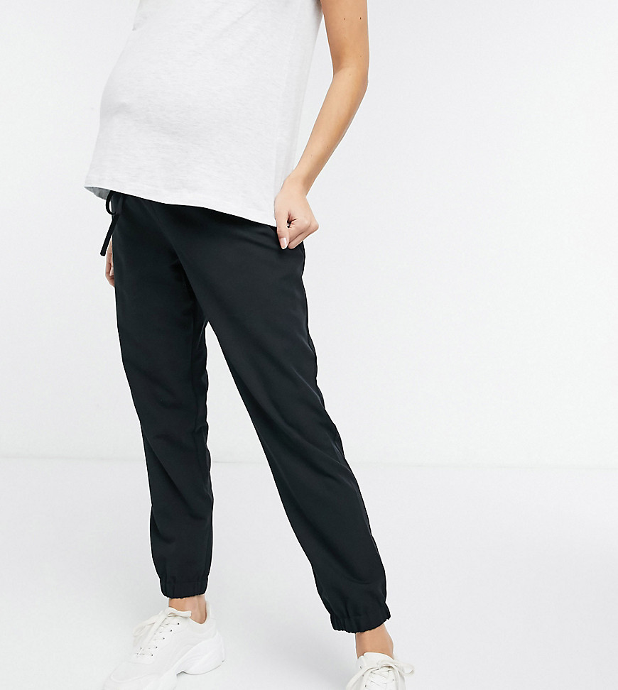 ASOS DESIGN Maternity - Vævede joggingbukser i sort