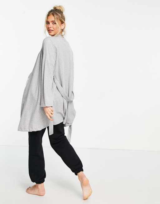 ASOS DESIGN Maternity waffle mini robe in grey marl