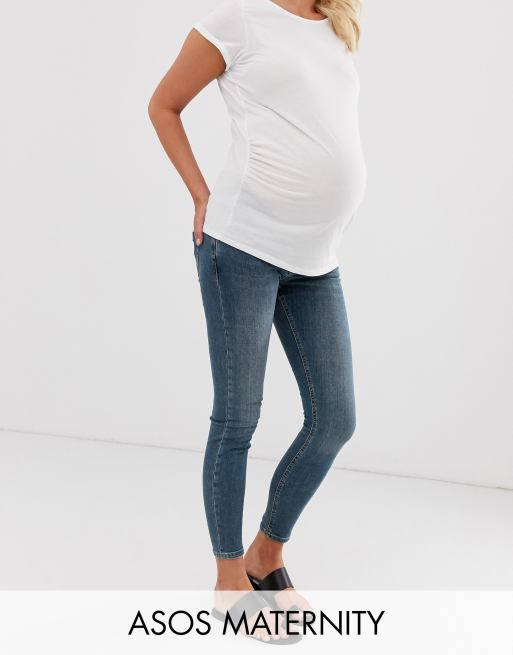 ASOS DESIGN Maternity Whitby Jean skinny taille basse avec bandeau de grossesse D lav bleu moyen