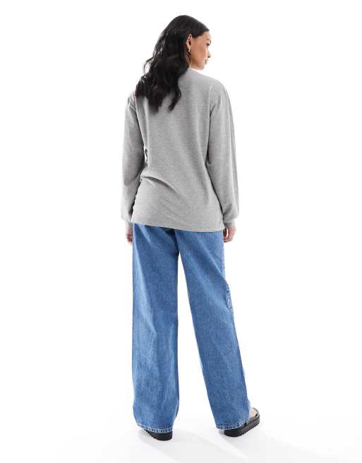 ASOS DESIGN Maternity wide leg dad jeans in clean blue