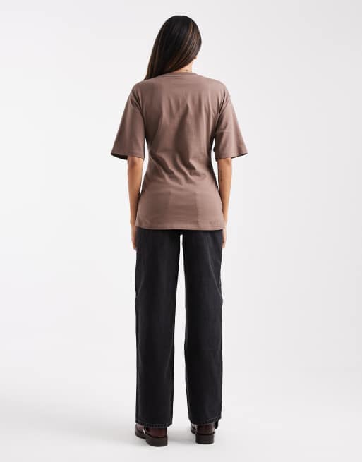 ASOS DESIGN Maternity wide leg dad jeans in washed black