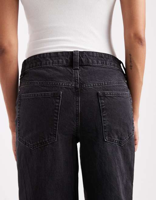 ASOS DESIGN Maternity wide leg dad jeans in washed black