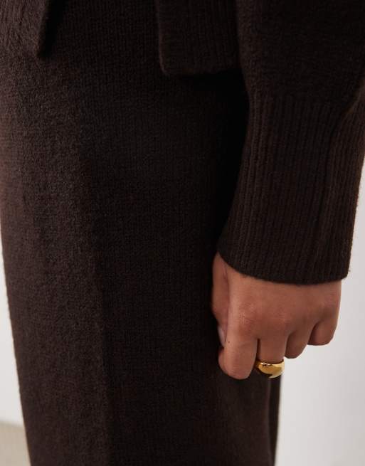ASOS DESIGN Maternity wide leg pants in chocolate - part of a set, 4 of 5