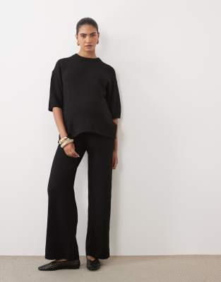 Asos Maternity Asos Design Maternity Wide Leg Pants With Wool In Black