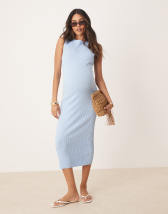 ASOS DESIGN knitted mini dress with floral applique detail in blue