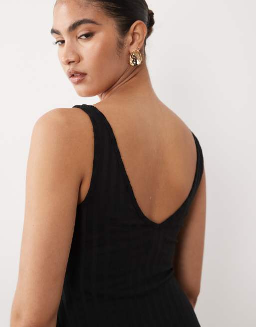 ASOS DESIGN Maternity wide rib sleeveless V-neck midi dress in black, 2 of 4