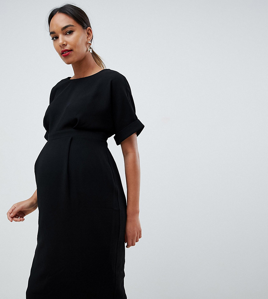 ASOS DESIGN Maternity wiggle midi dress in black