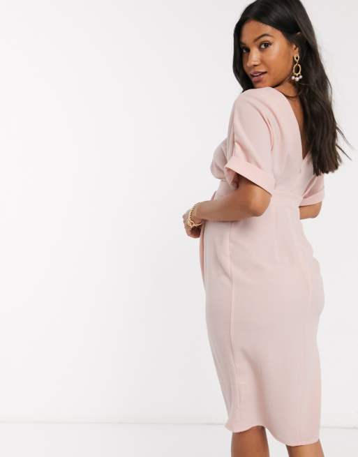 ASOS DESIGN Maternity - wiggle midikjole i  støvet rosa, 2 af 4