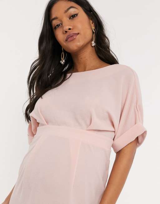 ASOS DESIGN Maternity –  Wiggle – Rosa  midiklänning, 3 av 4