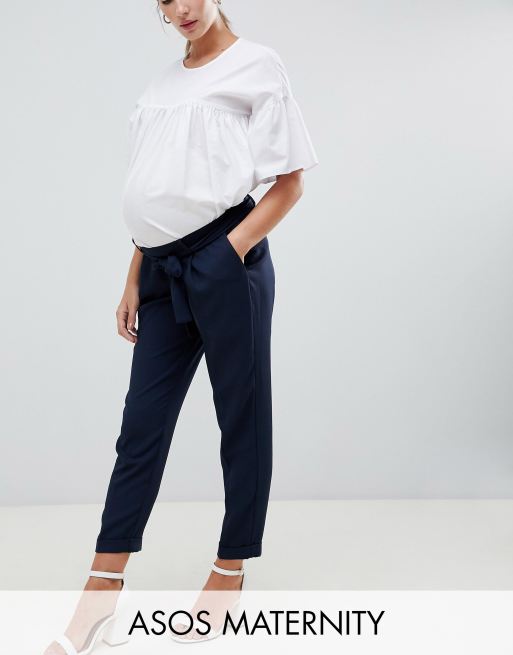 ASOS DESIGN Maternity Woven Peg Pants with Obi Tie ASOS