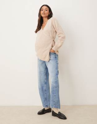 Asos Maternity Asos Design Maternity Wrap Cardigan In Neutral