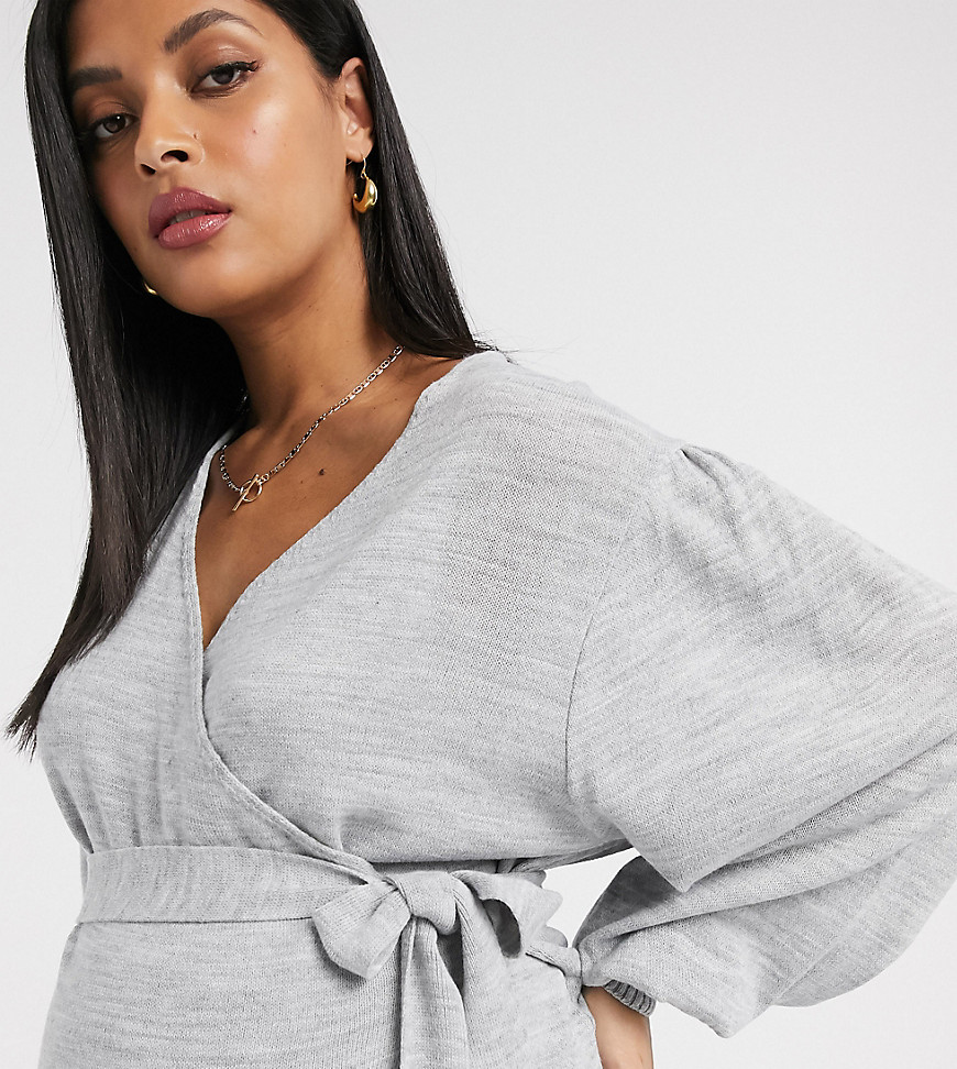 ASOS DESIGN Maternity wrap knitted jumper-Grey