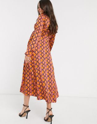 orange snake print maxi dress