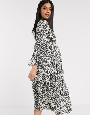 leopard print maternity maxi dress