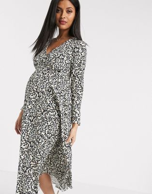leopard print maternity maxi dress