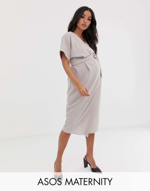 Asos Design Maternity Wrap Midi Dress Asos 