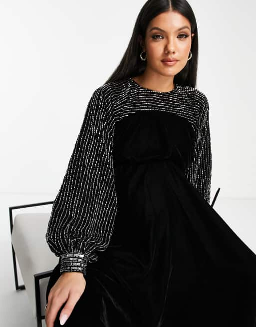 Asos black hot sale velvet dress