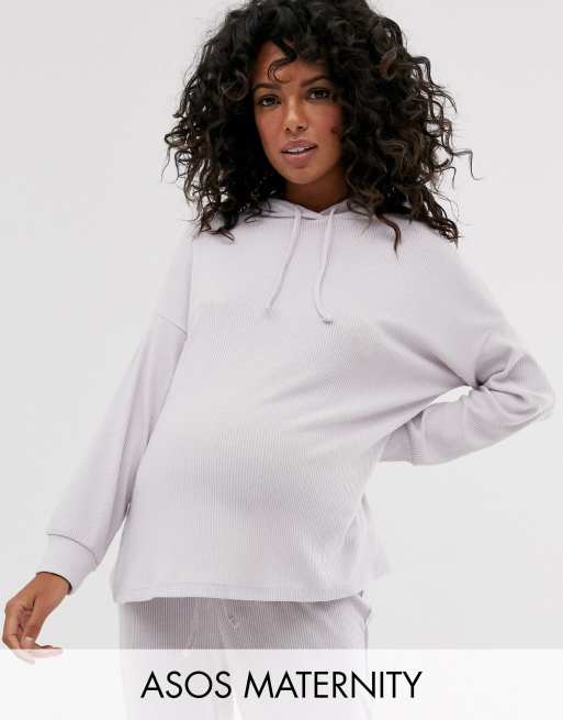 ASOS DESIGN Maternity - Zachte, geribbelde lounge-hoodie en joggingbroek, 2 van 3